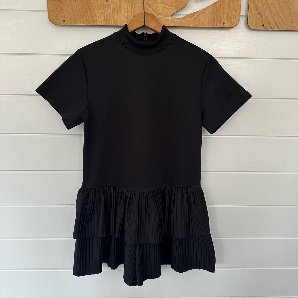 Black Pleated Hem Romper